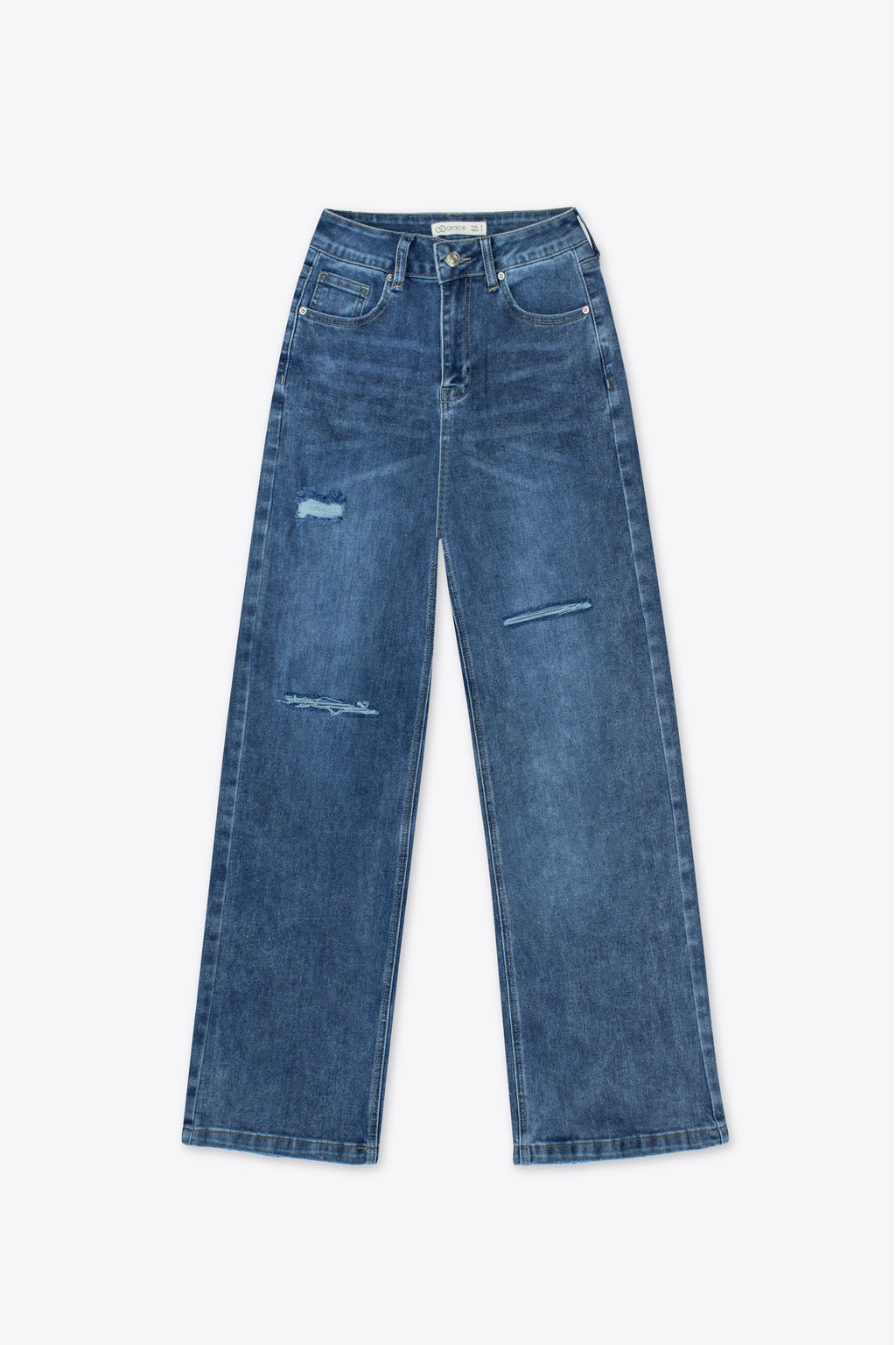 Jeans wide leg destroy