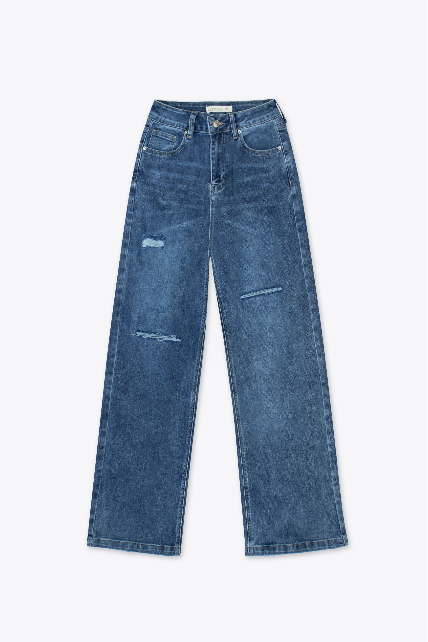 Jeans wide leg destroy