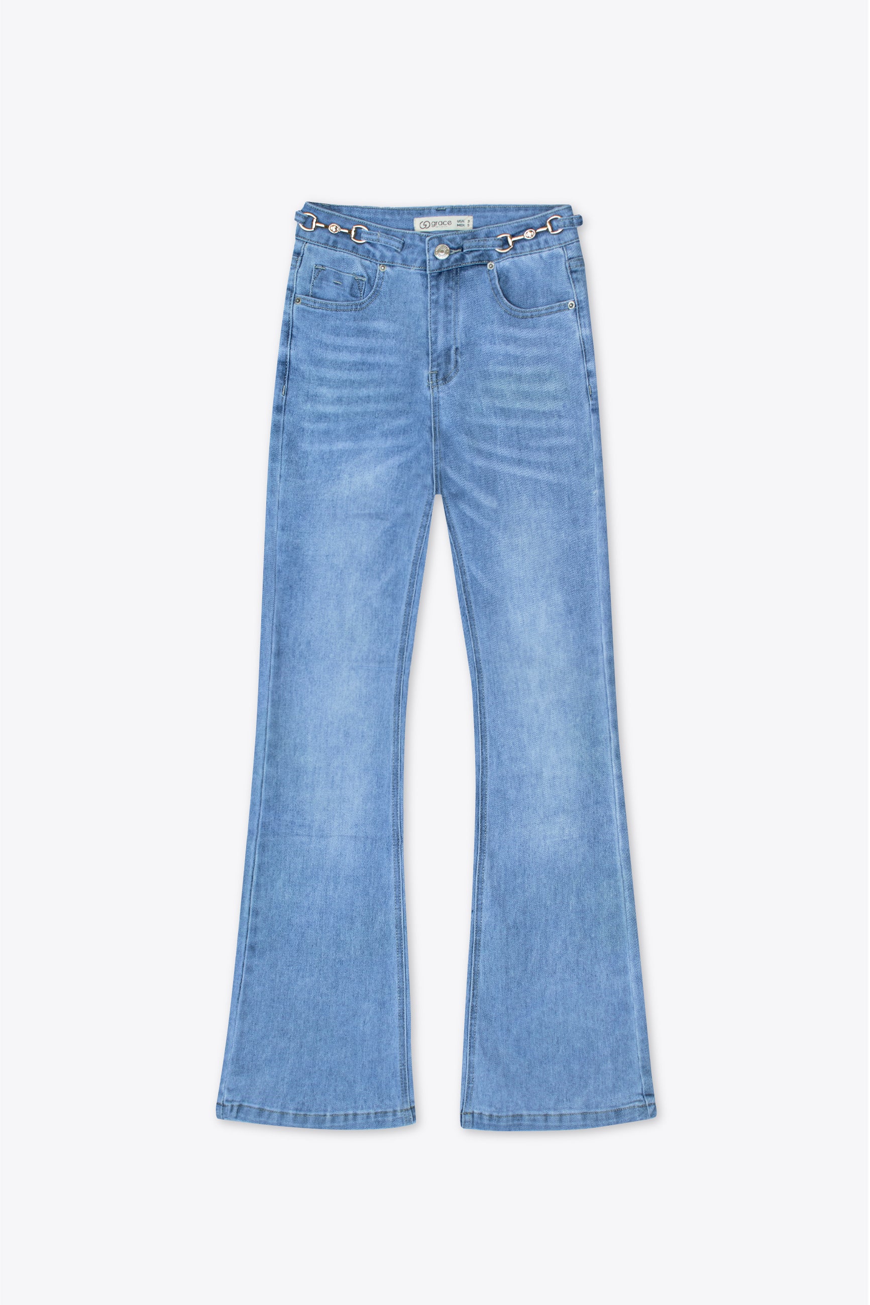 Jeans flare con herrajes