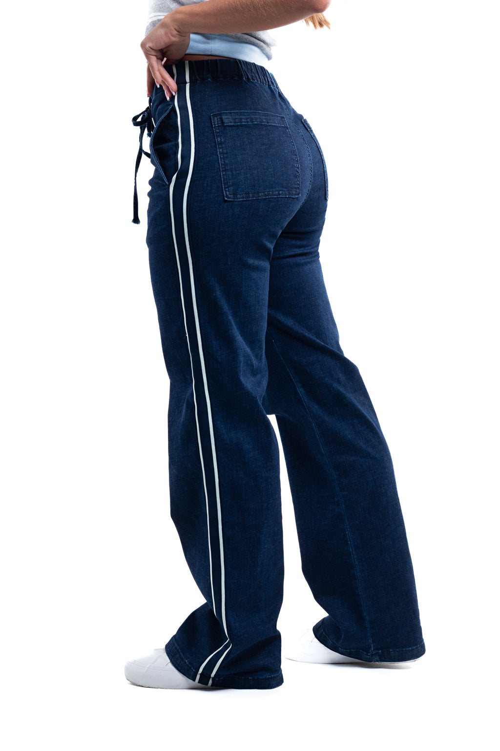 Jeans wide leg con tiras