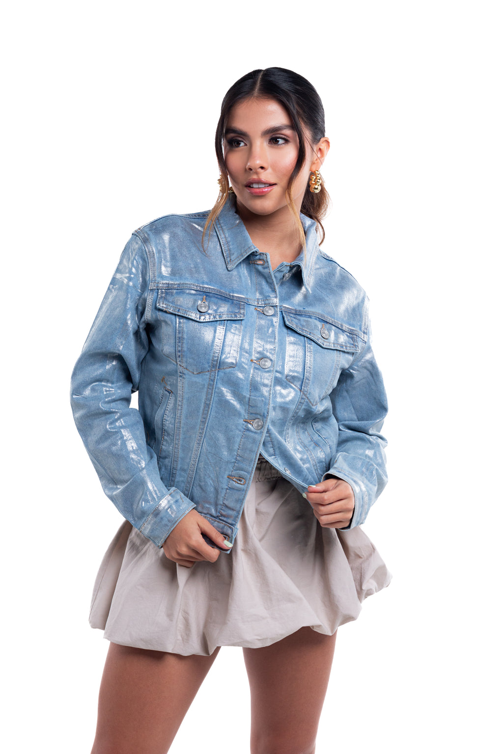Chaqueta denim con foil