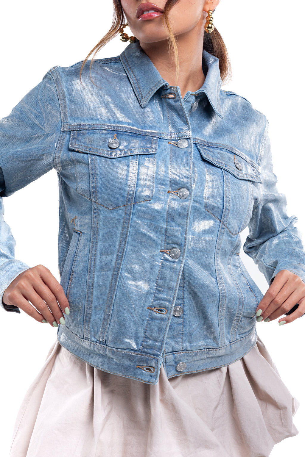 Chaqueta denim con foil