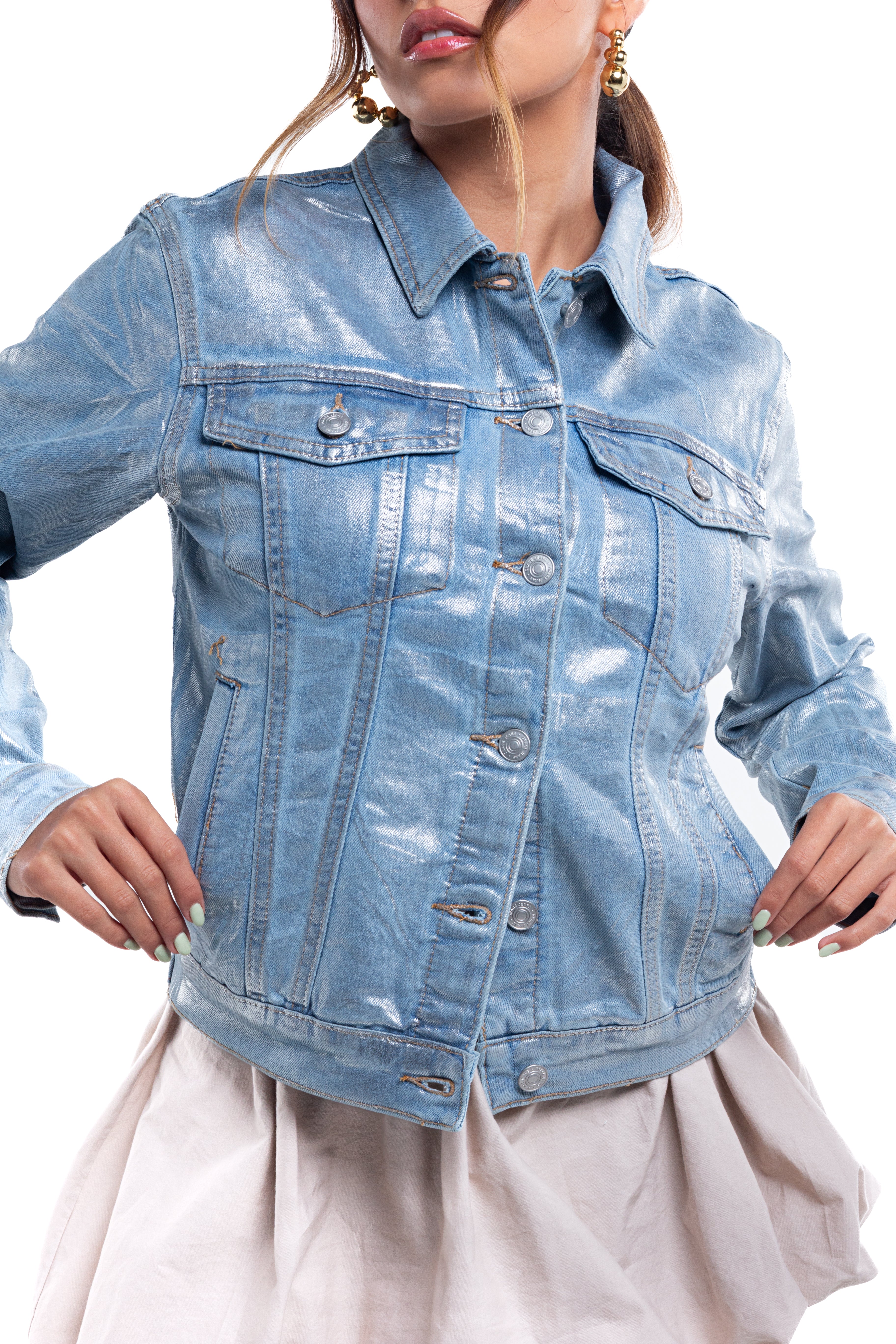 Chaqueta denim con foil