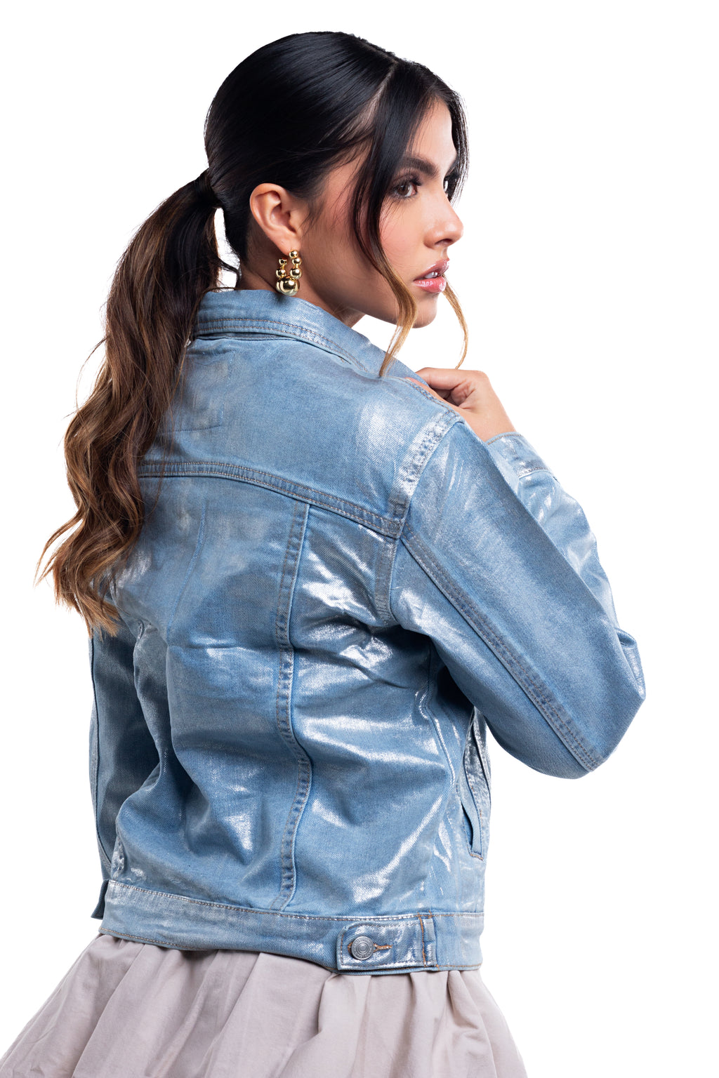 Chaqueta denim con foil