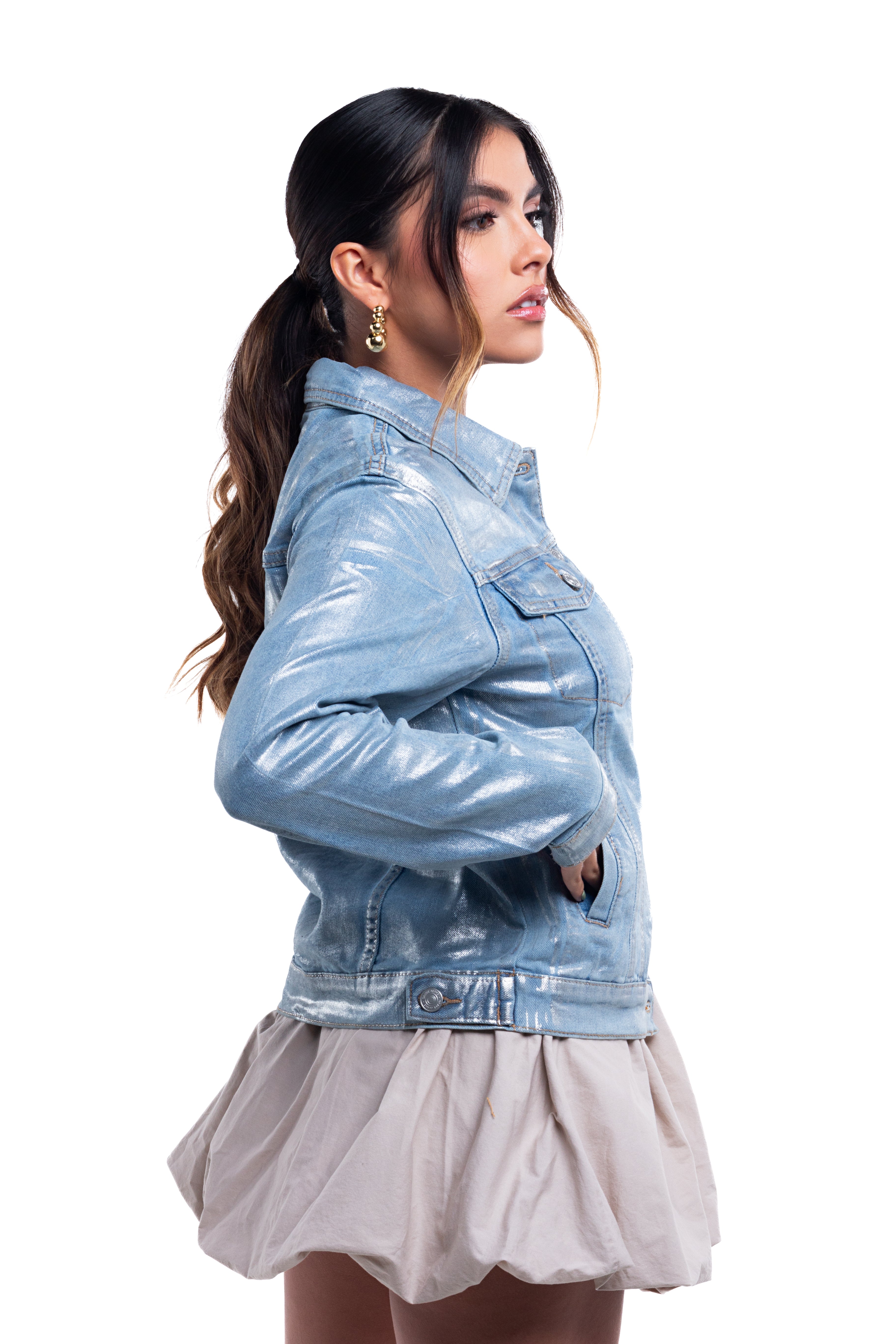 Chaqueta denim con foil