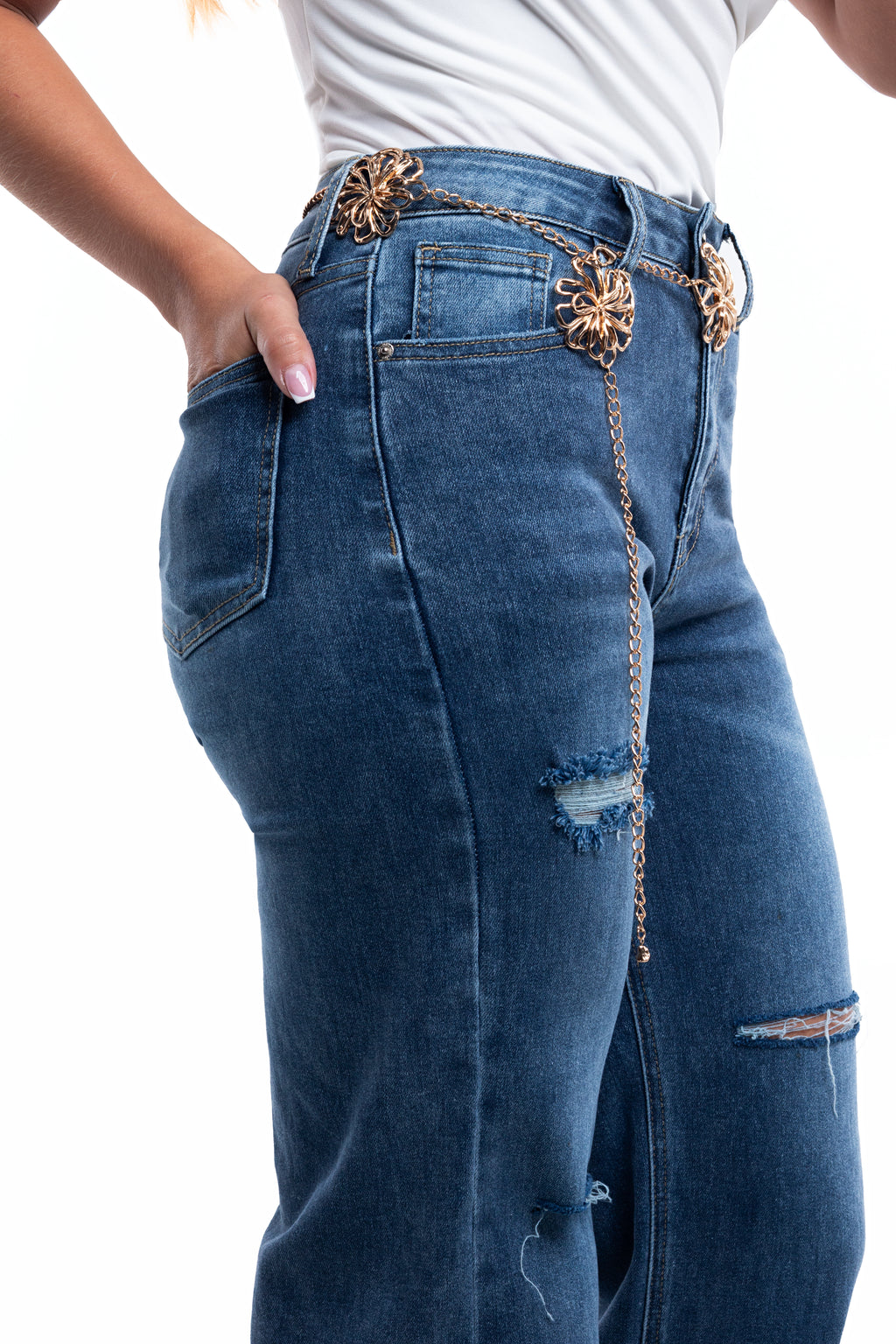 Jeans wide leg destroy