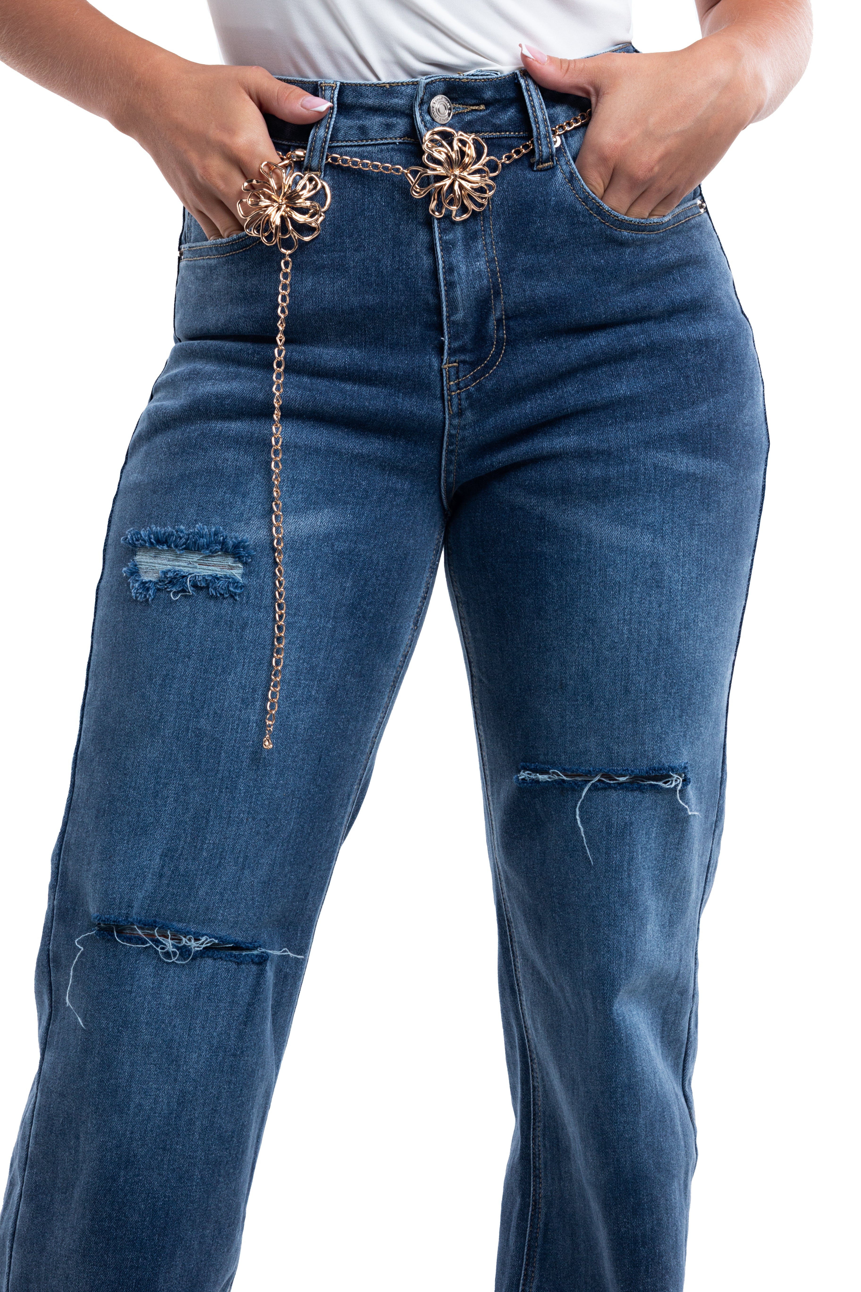 Jeans wide leg destroy